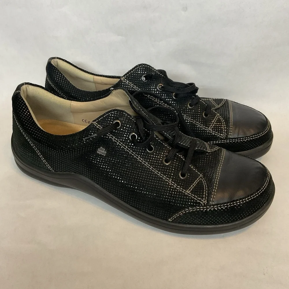 Finn Comfort Soho Comfort Sneakers Black Leather Women's Size 42/11-11.5